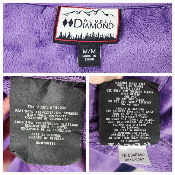 Double Diamond M Softshell Jacket Womens Fleece Lined Purple Zip Pockets‎ Bungee - Picture 4 of 13